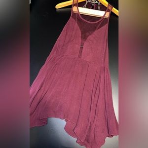 Mustard Seed Flowy Burgundy Top with Sheer Straps Size Medium EUC